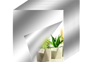 Toyyevr 18Pcs Miroir Autocollant Miroir Adhésif Décoratif Miroir Carrés Argenté Amovible Mosaïque Décorative Auto Adhésifs Salle De Bain Salon Chambre （15 ×15） cm