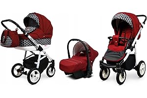 BabyLux® Bambimo Kinderwagen Set 3 in 1 - Alu Way - incl. Babywanne, Buggy Sportsitz, Auto-Babyschale - Autositz - Kinderwagenset - Kombikinderwagen mit Wickeltasche, Regenschutz usw.