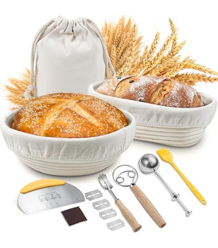 Set Completo Per Pane Con Cesto Lievitazione Ovale 25cm, Barattolo Pasta Madre 650ml E Accessori – Kit Per Panettieri Artigiani - 2