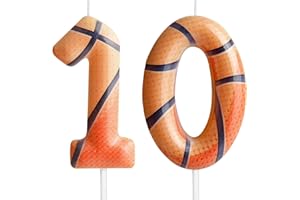 Zolunu Candela di compleanno a tema basket, candela per torta per decimo compleanno a tema basket, candela numero 10, topper per torta di compleanno per ragazzi ragazze bambini decorazioni per feste a