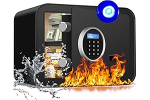 AltiKeep Elektronischer Tresor (Schwarz) – 30L Digitaler Steel Safe mit LCD, Feuerfester Tresor für Zuhause mit LED-Beleuchtung - Inklusive A4-Dokumentenbeutel und Wandmontage-Set (35x28x25cm)