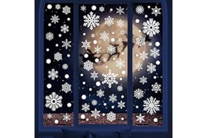 FAMINI 276 Fensterbilder Weihnachten, Schneeflocken Fensterbilder, Fensterdeko Schneeflocken Selbstklebend Wiederverwendbar Statisch Haftend PVC Aufkleber für Weihnachts-Fenster Schaufenster Vitrinen