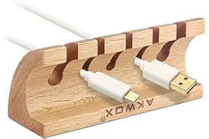 Holz Kabelhalter für USB-Kabel Ladekabel Akwox Kabelclips Selbstklebend Drahthalter für Schreibtisch Kabelmanagement