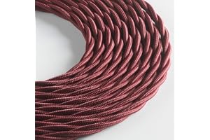 Klartext LUMIÈRE textilkabel för belysning, 3 x 0,75 mm, bordeaux, 3 m Observera: Jordkabel ingår i leveransen! Ultimativ säk