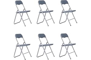LIBEROSHOPPING.EU - LA TUA CASA IN UN CLIK Sedia pieghevole salvaspazio imbottita struttura in metallo seduta ecopelle (Set da 6 Sedie, Grigio)