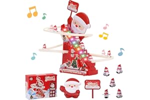 Rennbahn Spielzeug Klettern Treppe Spielzeugs mit 5 Schneemann, Elektrische Treppensteigen Achterbahn Spielzeug, Slide Track mit Rutsche, Licht und Musik, Party Geschenk für Mädchen und Jungen 3 Jahre