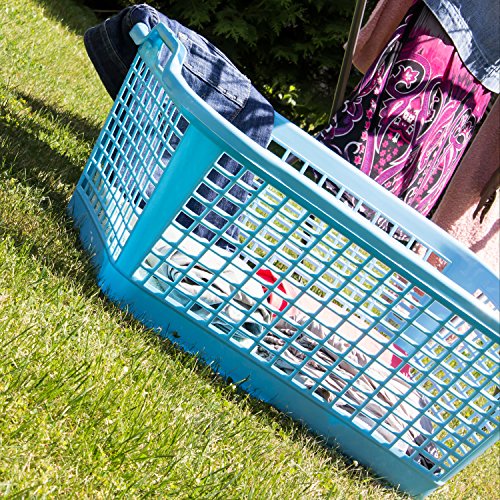 60L Wäschekorb Wäschebox von OKT blau Kunststoff Tragegriffe Sammelkorb Wäschesammler - 5