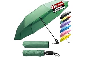ZENO Parapluie Pliant Compact – Petit Parapluie de Poche Automatique Homme & Femme, Solide Résistant au Vent avec 9 Baleines Fibres de Verre, Teflon Déperlant