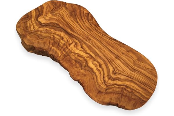 Skärbräda natursnitt "The Rustic Art" – handgjord av olivträ, 35 cm lång, mångsidig serveringsfat