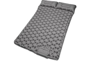 Nsyee Self Inflating Camping Mat, 10cm Thick Double Camping Bed, Sleeping Mat for Camping with Built-in Foot Pump, 2 Person Portable Inflatable Sleeping Pad for Outdoor camping, Tents -Gray