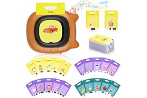Tesmien Talking Flash Cards Learning Toys for Toddlers 1-6 Year Old Flash Cards 224 Words，Audible Educational ToysPreschool Early Educational Gifts, Brown, Christmas Stocking Fillers for Kids