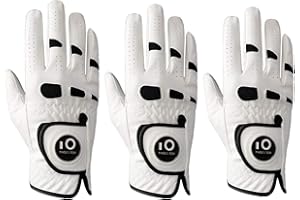 FINGER TEN Guantes de golf para hombre, mano izquierda y derecha, con marcador de bola, cuero Cabretta, paquete económico, guante de golf para hombre, resistente al desgaste, duradero, parche flexible