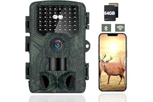 Aoomoon Camera Chasse 60MP 4 K HD Camera Chasse avec Application Mobile de Transmission, avec Carte SD 64GB Camera Infrarouge Vision Nocturne Animaux Caméra Piege Photographique Étanche Camera