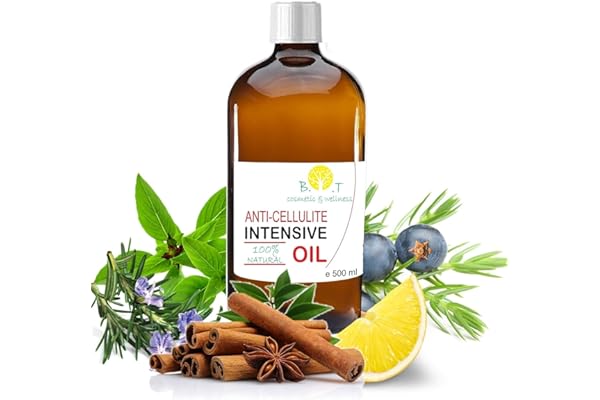 Huile Anti-Cellulite Puissante 500ml | Amaigrissante et Raffermissante | Pénètre 6 Fois Plus Efficacement | Prévention Vergetures | 100% Naturelle, Huiles Essentielles Fortes