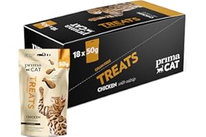 PrimaCat - Soft Chicken Flavoured Cat Treats with Catnip, 18 pack of 50g- Amazon Exclusive