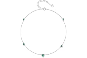 Step Forward Corazón de Plata Esterlina Piedra de Nacimiento Tobilleras: Constelación Mes Cumpleaños Regalo Joyería para Mujeres o Niñas Adolescentes o Hija