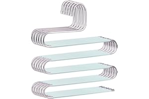 devesanter Hosenbügel, platzsparend, rutschfest, S-Form, Hosenbügel, Edelstahl, Kleiderbügel, Schrank, Aufbewahrung, Organizer für Hosen, Jeans, Schals, hängend, grün, 6 Stück