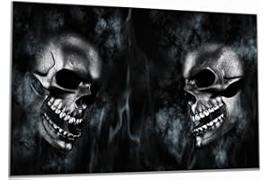 Wallario Glass Hob Cover / Splash Guard 1-Piece 80 x 52 cm for Ceramic and Induction Hobs Smoking Skull