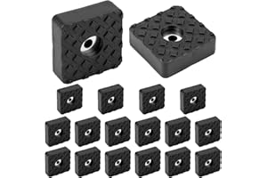 QWORK® 18 Pezzi Piedini Gomma Antiscivolo 30x30x10 mm, Gommini Sedie Quadrati con Vite per Tavolo, Scrivania, Sedia, Divano - Nero
