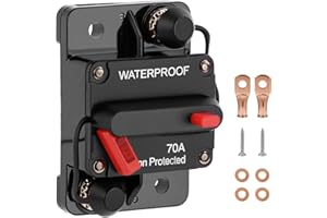 QWORK® 70A Interruttore automatico per auto, 12V-48V DC, pulsante di ripristino manuale, per auto, barca e sistemi audio DC