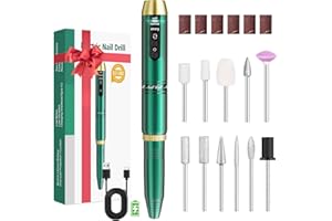 BELOVING Nagelfräser Kabellos, Fräser für Gelnägel, Elektrische Nagelfeile Tragbar Nail Drill, 11 in 1 Maniküre Set Elektrisch für Semi Permanent, Naturnägel und Nagelhaut, Ideal für den Hausgebrauch, Grün