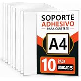 Roxpit A4 Transparent Vertical Wall Adhesive Holder, Pack of 10 Units, Anti-Reflective Display for Posters, Hours, Promotions