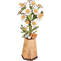 Rolife Ramo De Flores De Madera 3D – Kit De Modelo Para Adultos Con Girasol, Rosa Y Clavel, Regalo Romántico Para Ella, Navidad O San Valentín