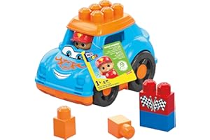 Mega Bloks Voiture De Course Ricky Jeu De Construction Avec 4 Grands Blocs De Construction, Jouet Enfant, De 1 À 4 Ans, HKN41