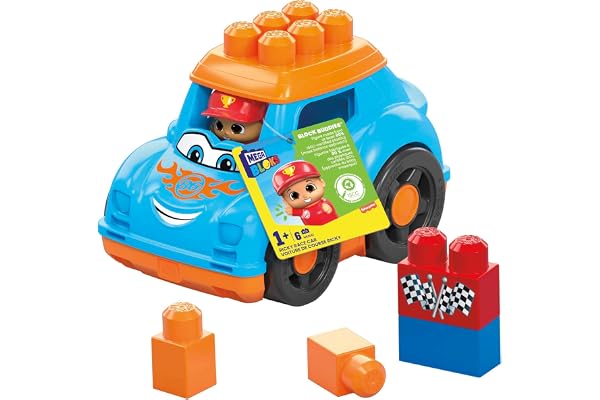 Mega Bloks Voiture De Course Ricky Jeu De Construction avec 4 Grands Blocs De Construction, Jouet Enfant, De 1 À 4 Ans, HKN41