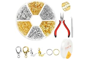 AUGESAK 464 Piezas Kit de Cierres para Pulseras, Enganches Pulseras, Cierre Collares, Cierre Joyas de Metal, Accesorios de Fabricación de Joyas, Kit de Creación de Pulseras, Oro y Plata