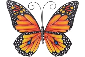 HOMSFOU Decorazione da parete in metallo a forma di farfalla, decorazione da parete ispiratrice, decorazione da parete per interni ed esterni, colore giallo