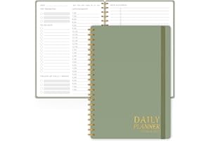 KMQOY Planer dzienny, niedatowany, uproszczony notatnik z listą rzeczy do zrobienia z harmonogramem godzinowym, spiralny organizer na spotkania, 14 cm x 21,5 cm, zwiększenie produktywności i efektywne