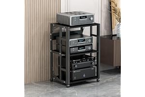 VALDOZA Soporte HiFi Para Sala De Estar Estudio De Grabación, Mueble HiFi Rodante Gabinete De Componentes De Audio Estante Esquinero, 2 3 4 5 Capas Mueble HiFi Para Aula Cine En Casa, Para Salón Dormitorio(Bl