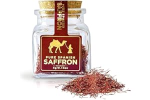 Silk Route Spice Company Saffron (4g) Grade A Spanish Saffron Threads Crystal Jar with Cork Lid