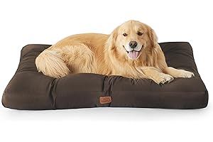 BEDSURE Hundekissen Grosse Hunde waschbar - 111x89cm hundematratze XXL für große, mittelgroße Hunde Outdoor gepolstert Hundematte braun in 10cm Höhe