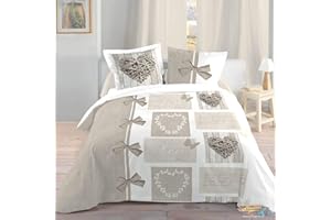 Lovely Casa Housse de Couette, Coton, Blanc, 240x220 cm + 2 taies 63x63 cm