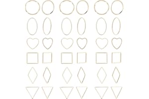 SUNNYCLUE 1 Caja 48Pcs 18k Oro Geométrico Marco Hueco Encantos Abierta Bisel Colgantes Pendiente Anillos de Enlace Conectores Espacios En Blanco Fornituras de Joyería para Hacer Collares de Bricolaje