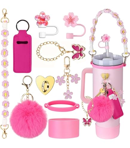 Set Accessori Per Bicchiere Stanley – 6 Pezzi Decorativi Con Ciondolo Capybara, Cinturino Tessuto, Stivaletto In Silicone E Copri Cannucce, Regalo Per Ragazze - 3