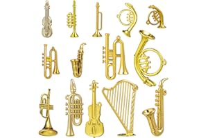 IMIKEYA 14 Stück Musikinstrumente Weihnachtsschmuck Gold Miniatur Instrument Weihnachtsbaumschmuck Mini Christbaumschmuck Miniatur Anhänger Baumschmuck Dekoration