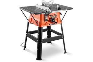 VEVOR Troncatrice da Tavolo con Supporto, 254 mm, Troncatrice Tavolo Compatta 1800 W, Capacità Taglio Massima 200 mm, Velocità Taglio 4800 giri/min, con Lama 24 Denti Calibro Scorrevole per Troncatura