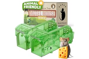 Motel Mouse Humane Mouse Traps for Indoor & Outdoor - Easy to Use, Easy to Clean, Reusable, No Touch Release, Improved Highly Sensitive Trigger Mechanism - Comes with Instruction Manual & Video