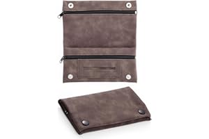 LHOEST Bolsa de tabaco de piel, bolsa giratoria con cierre, plegable, portátil