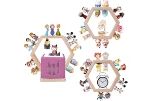 Givilio Tonie Shellf Hexagon for Toniebox Starter Tonie Shelf Wall Mounted Set of 3, Magnetic Wooden Floating Shelves Compatible with Tonie Box Player Tonie Figures Storage Tonie Shelvies(Natural)