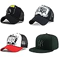 ALCOVE...Refine your image Men's Linkin Park & NPC Printed Halfnet Caps(Pack of 4 Caps), Free Size