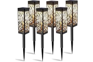 Jonwall Luces Solares para Exteriores, 6 Piezas, Luz LED Cálida Decorativa de Jardín con Encendido/Apagado Automático para Patio