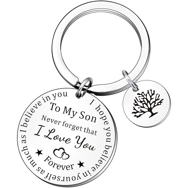 Qmvmv Inspirational Son Keyring Birthday Christmas Gifts For Men From Mum Dad Family Tree Keychain Engraved Never Forget That I Love You Amazon Co Uk Luggage