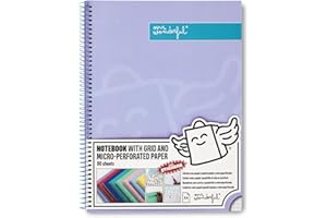Mr. Wonderful - Libreta A4 Lila - Hojas de Cuadrícula y Microperforadas - 80 páginas - Tapa Extradura - Encuadrenación en Espiral - Incluye pegatinas