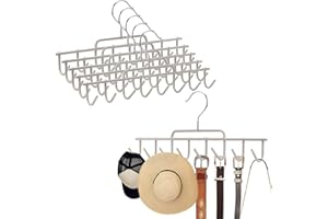 Coloch 6 Pack Closet Hanger Rack with 8 Hooks, Metal Belt Tie Rack Wardrobe Shawl Towel Holder Hanging Organizer Hook for Hats, Purses, Bedroom, Dormitory, 13.5x1.5x6 Inch