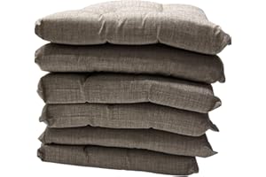 Generico CUSCINI PER SEDIA COPRISEDIA TRAPUNTATI MORBIDONE CONFEZIONE 6 PEZZI CON LACCETTI TINTA UNITA (tortora)