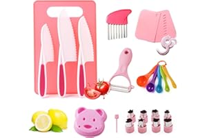 AYSOW Coltelli da Cucina per Bambini, Coltello da Frutta in Plastica Coltelli Coltello Bambini Montessori 24 pezzi,Regalo di Natale o di compleanno perfetto per Set Coltelli da Cucina ai 3 anni